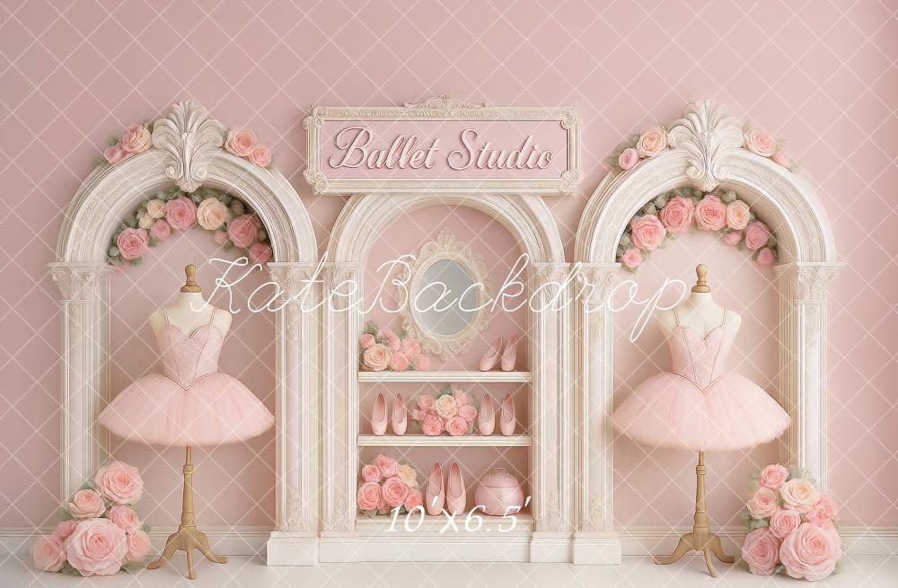 Kate Ballettstudio Tutu Rosen Rosa Hintergrund Entworfen von Ashley Paul - Kate Backdrop.de
