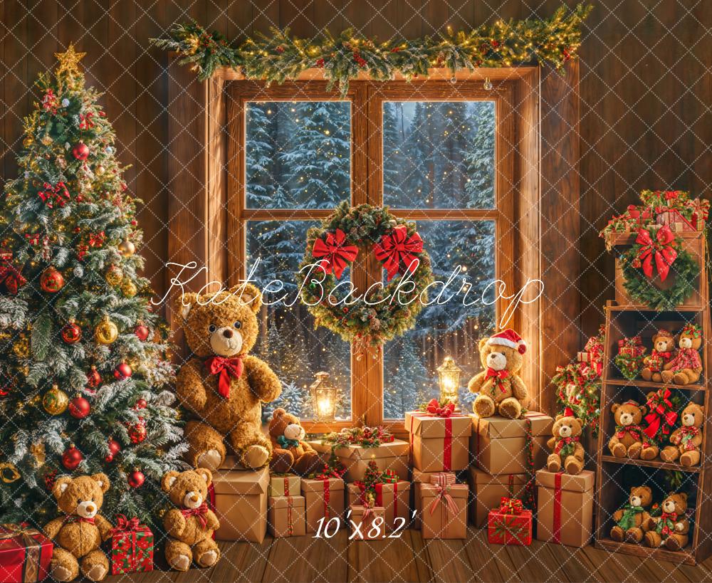 Kate Weihnachten Tannenbaum Geschenke Teddybären Hintergrund Entworfen von Emetselch