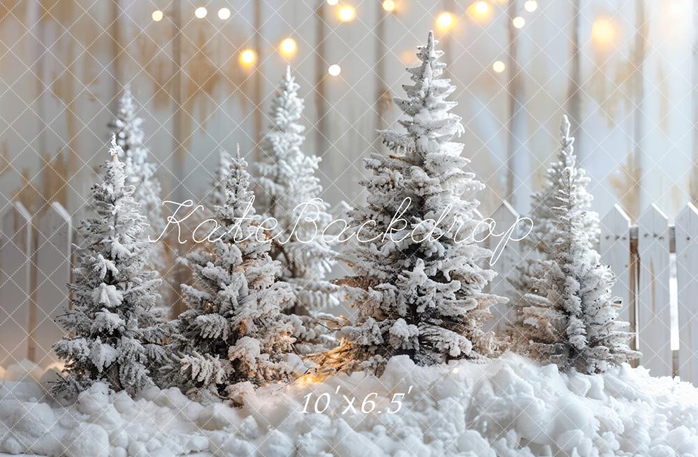 Kate Weihnachten Schnee Tannen Lichter Hintergrund Entworfen von Emetselch