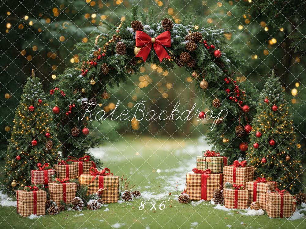 Kate Weihnachten Geschenkboxen Tannenbogen Wald Hintergrund Entworfen von Emetselch - Kate Backdrop.de