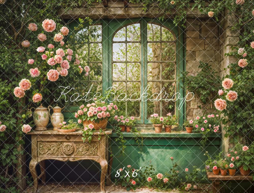 Kate Garten Fenster Rosen Vintage Hintergrund Entworfen von Emetselch - Kate Backdrop.de