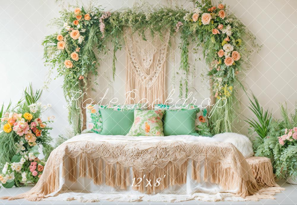 Kate Boho Blumen Bett Vintage Fleece Hintergrund Entworfen von Emetselch