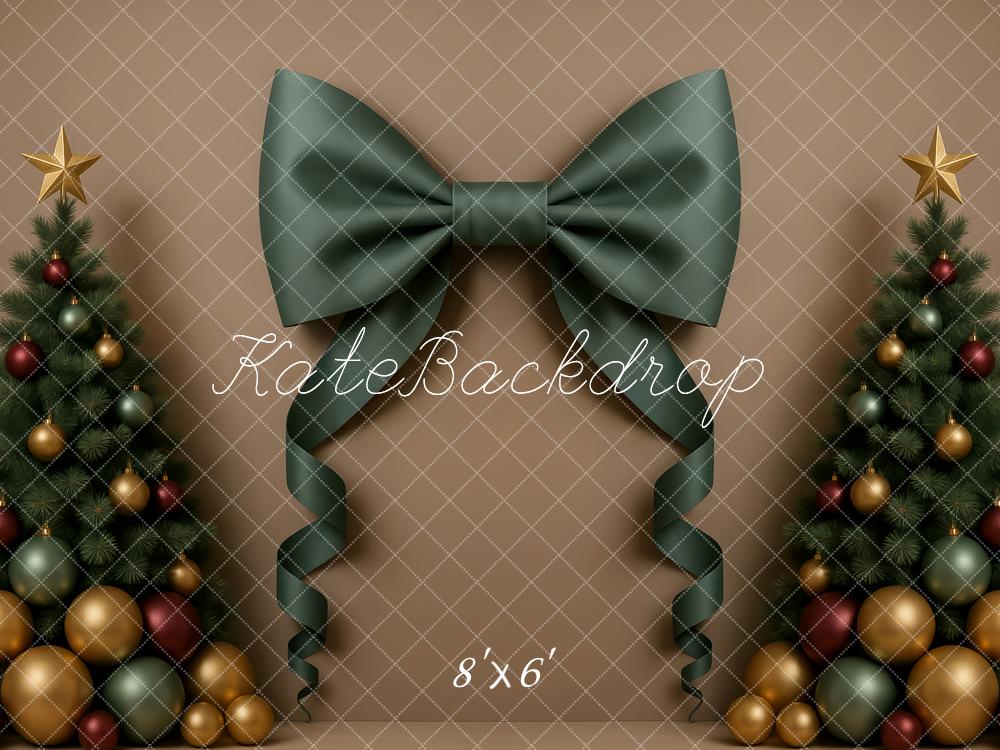 Kate Weihnachten Tannenbäume Schleife Braun Hintergrund Entworfen von Patty Roberts