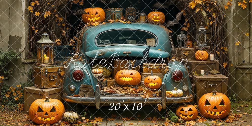 Kate Halloween Auto Kürbisse Vintage Hintergrund Entworfen von Emetselch - Kate Backdrop.de