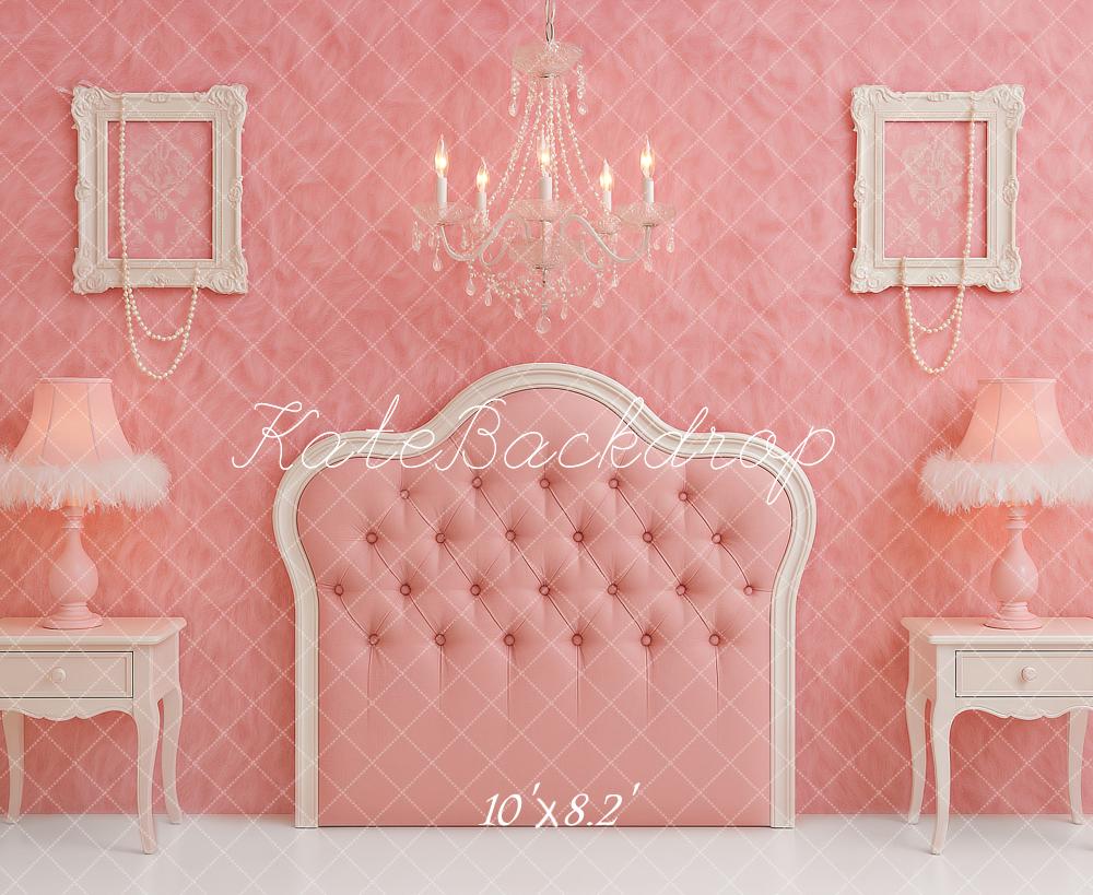 Kate Prinzessin Schlafzimmer Kopfteil Rosa Hintergrund Entworfen von Ashley Paul - Kate Backdrop.de