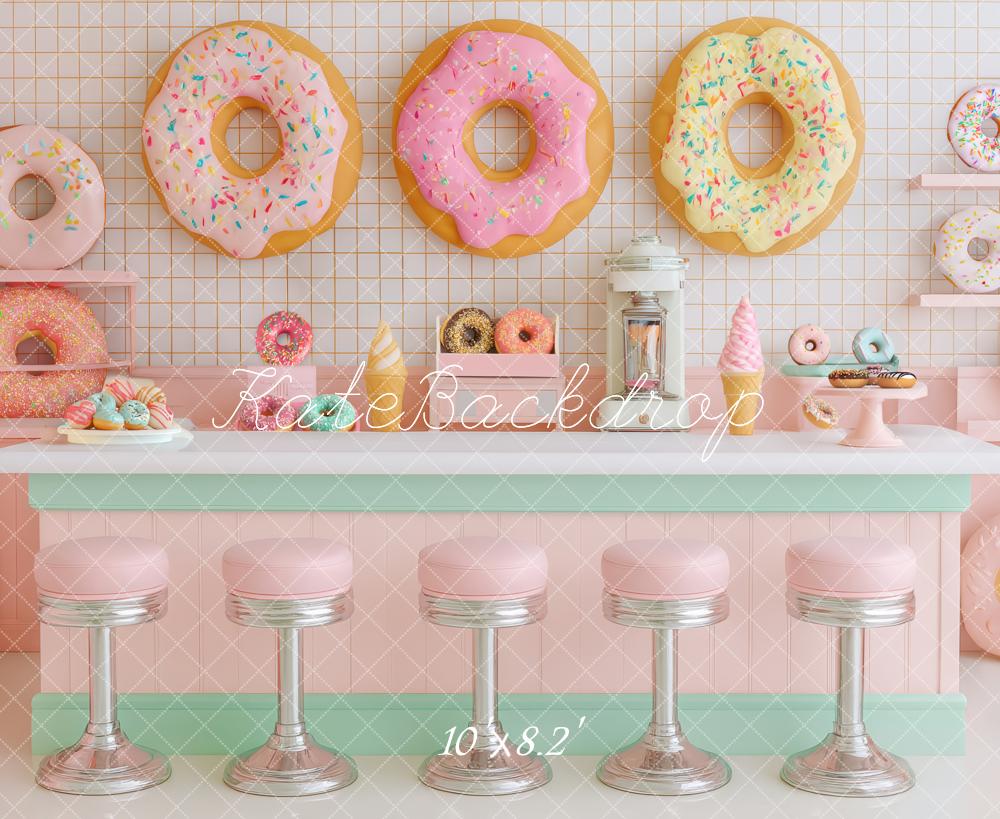 Kate Donut Café Pastell Hintergrund Entworfen von Patty Roberts - Kate Backdrop.de