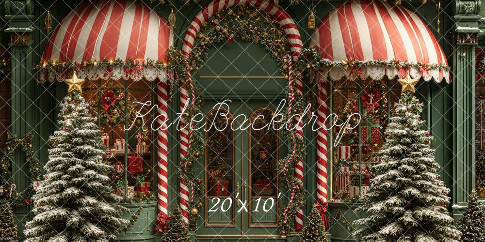 Kate Weihnachten Schaufenster Tannen Grün Rot Hintergrund Entworfen von Emetselch - Kate Backdrop.de