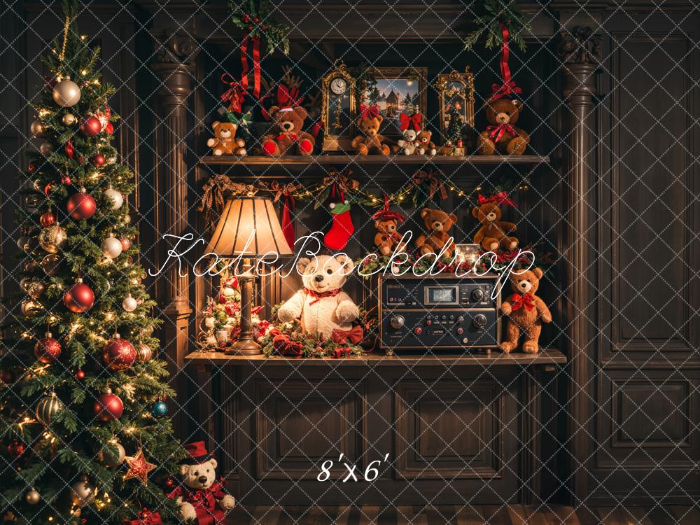 Kate Weihnachten Teddybären Regal Vintage Hintergrund Entworfen von Emetselch - Kate Backdrop.de