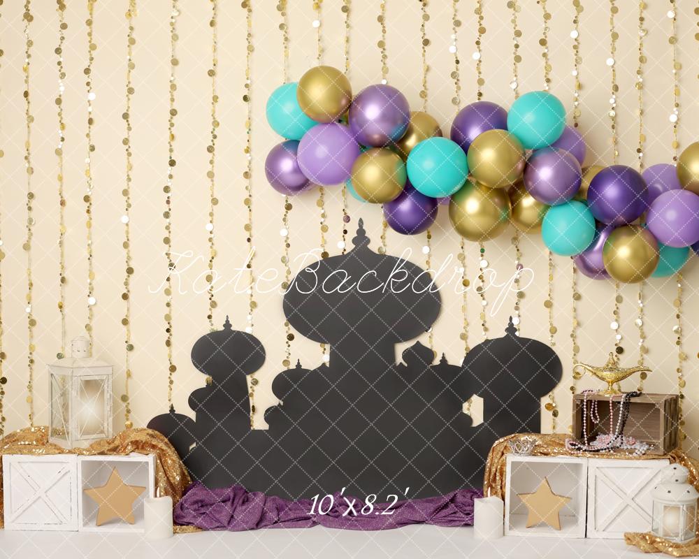 Kate Orientalisch Palast Ballons Gold Hintergrund Entworfen von Mini MakeBelieve - Kate Backdrop.de