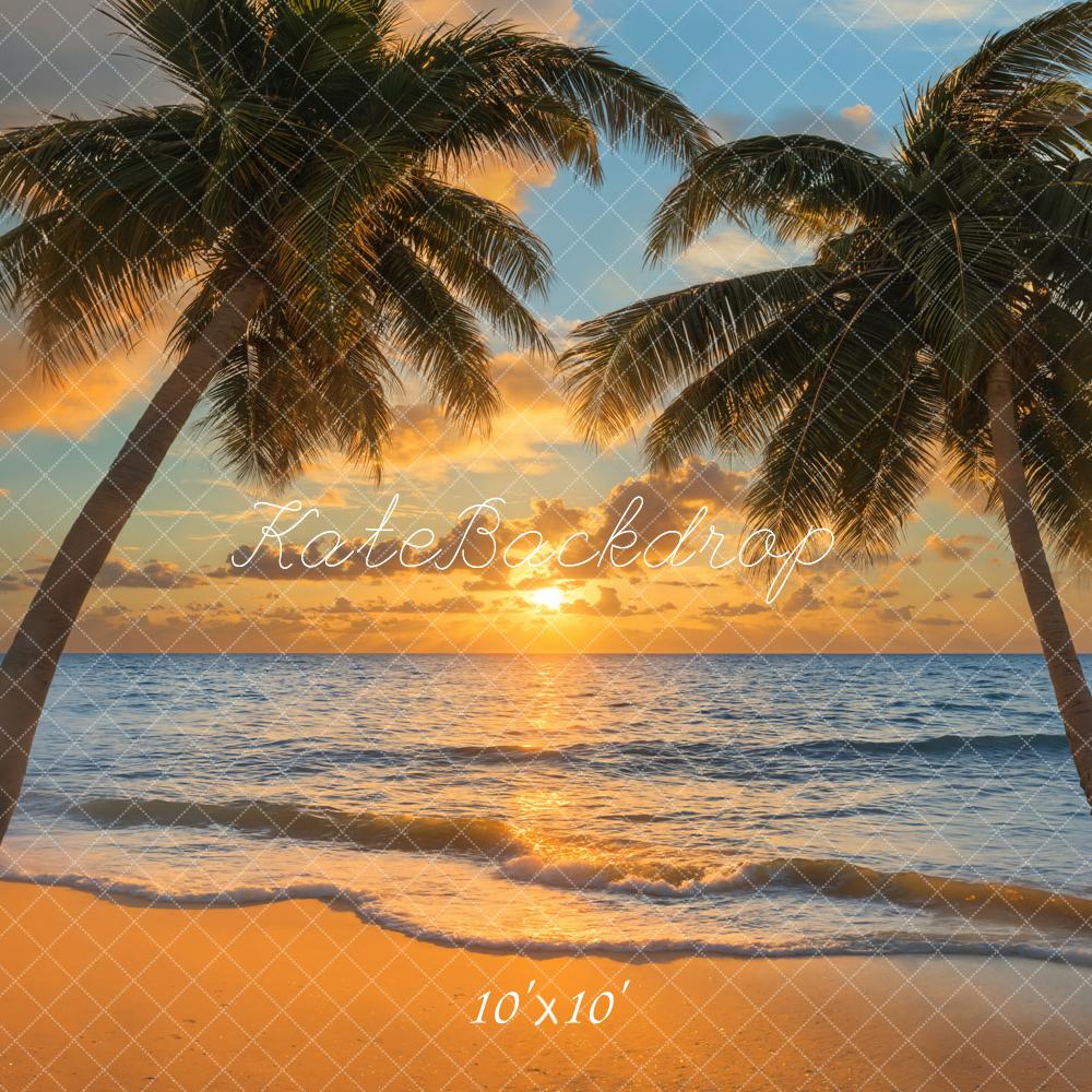 Kate Sommer Palmen Strand Sonnenuntergang Hintergrund Entworfen von Emetselch - Kate Backdrop.de