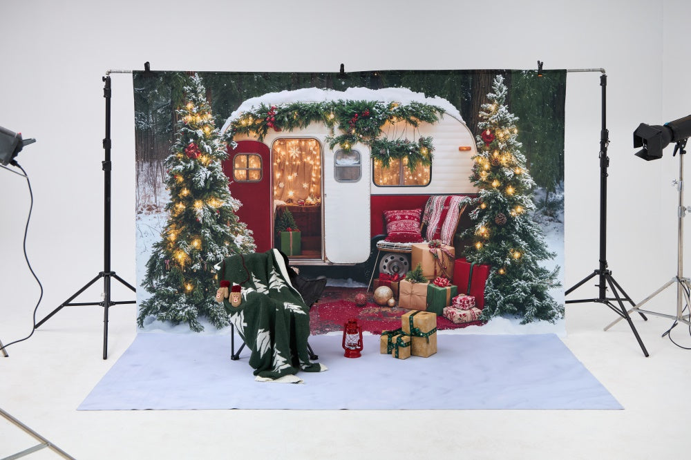 Kate Winter Weihnachten Baum Camper RV Geschenke Foto-Kit - Kate Backdrop.de
