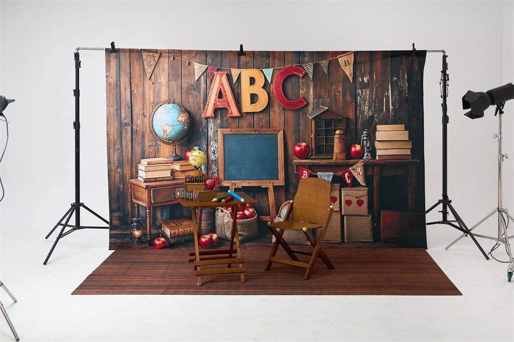 Kate Zurück zu Schule Klassenzimmer ABC Globe Schultafel Foto Kit - Kate Backdrop.de