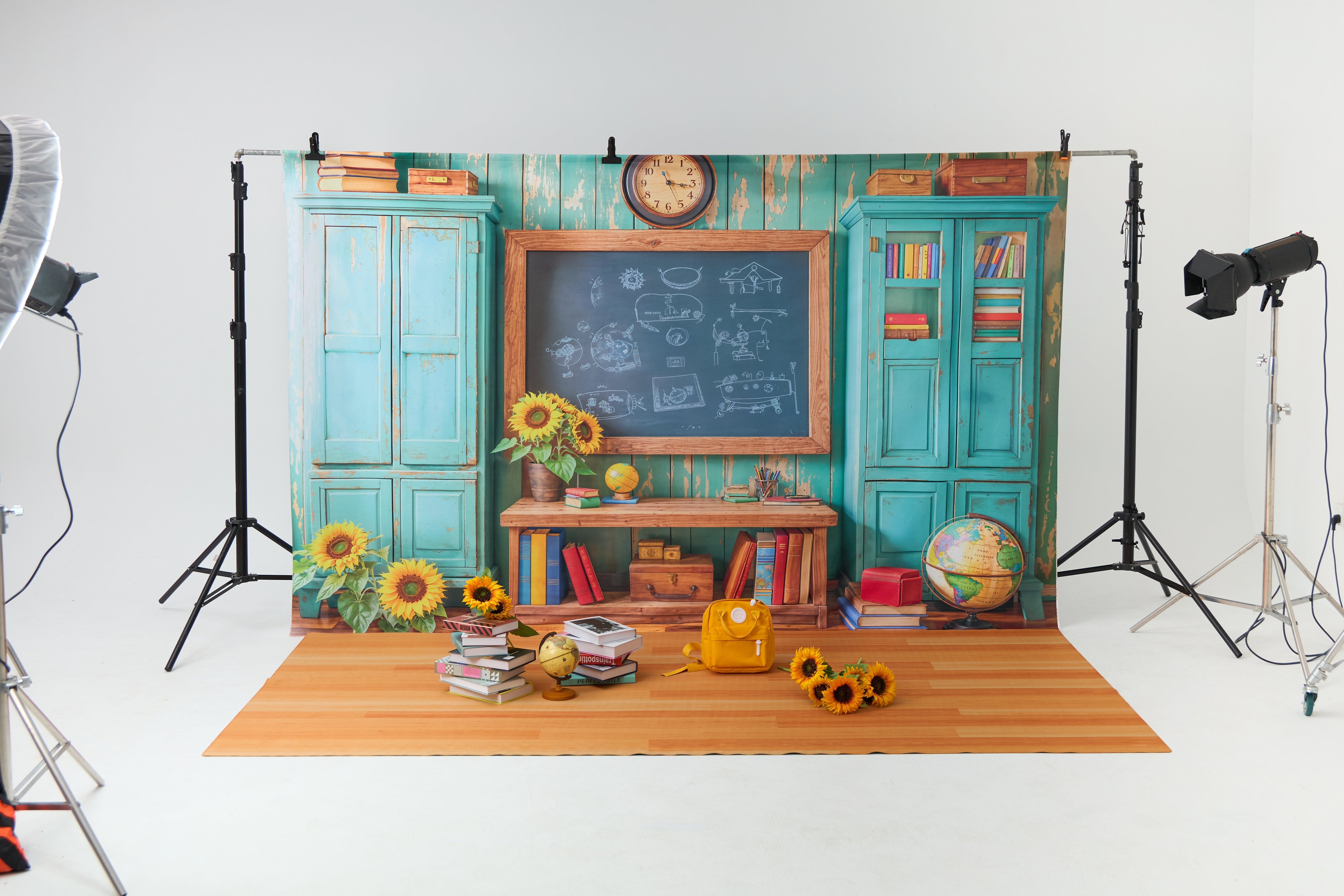 Kate Zurück zu Schule Schultafel Buch Sonnenblume Foto-Kit - Kate Backdrop.de