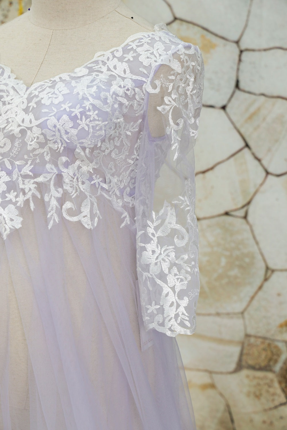 Kate Mesh Mid Sleeve Lace Trailing Multi Color Maternity Fotoshooting Kleid - Kate Backdrop.de