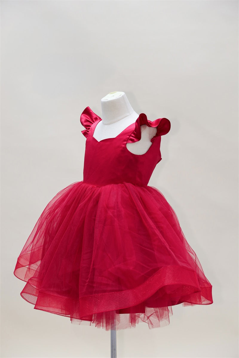 Kate Rotes Flying Sleeves Mesh Kinderkleid für Fotografie - Kate Backdrop.de