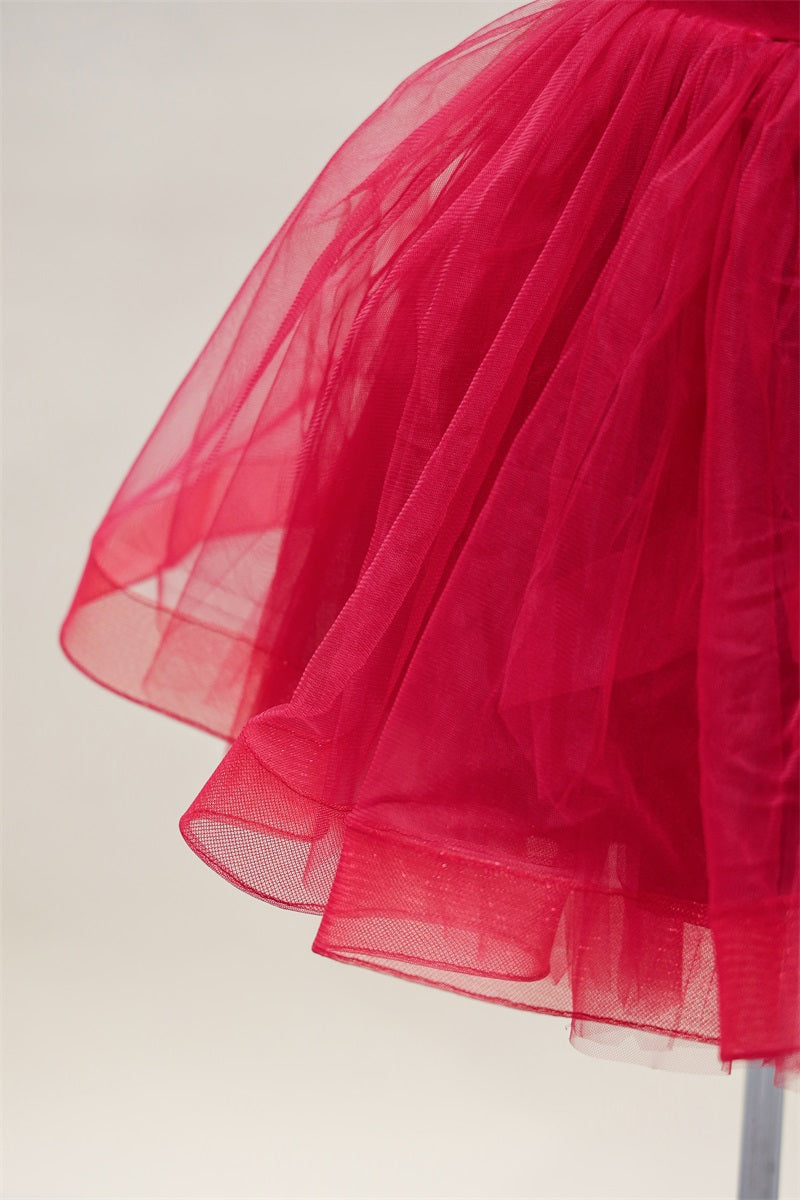 Kate Rotes Flying Sleeves Mesh Kinderkleid für Fotografie - Kate Backdrop.de
