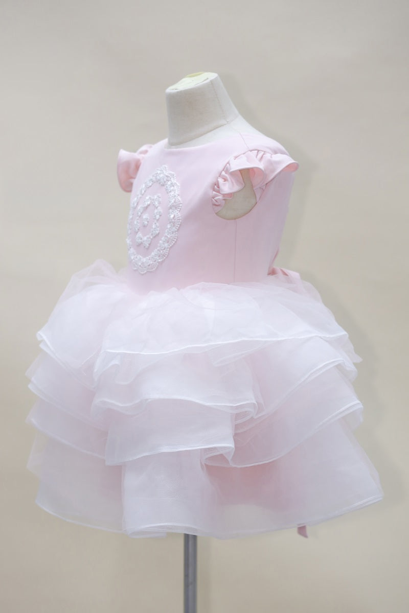 Kate Rosa Fliege Ärmel Mesh Kinder Kleid für Fotografie - Kate Backdrop.de