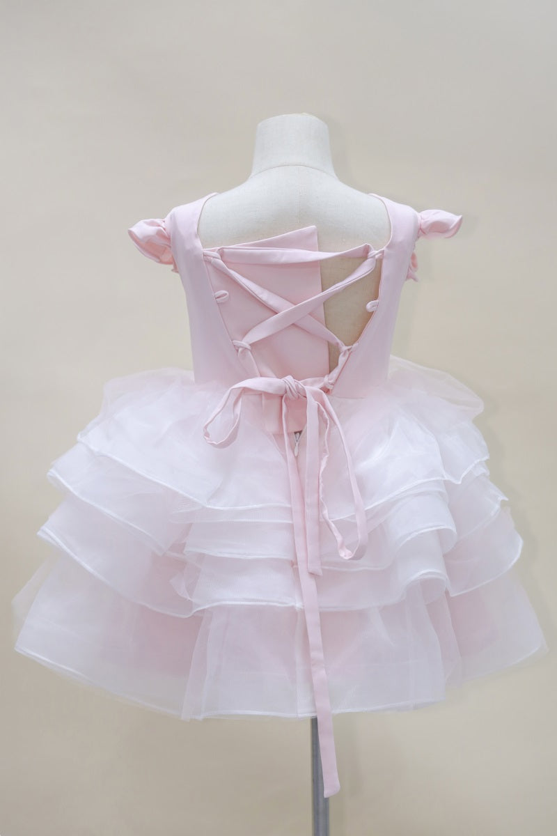 Kate Rosa Fliege Ärmel Mesh Kinder Kleid für Fotografie - Kate Backdrop.de