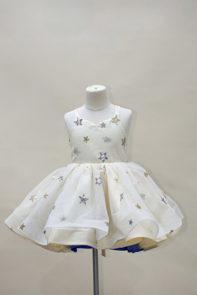 Kate Weißes Stage Tie Star Mesh Kinderkleid für Fotografie - Kate Backdrop.de