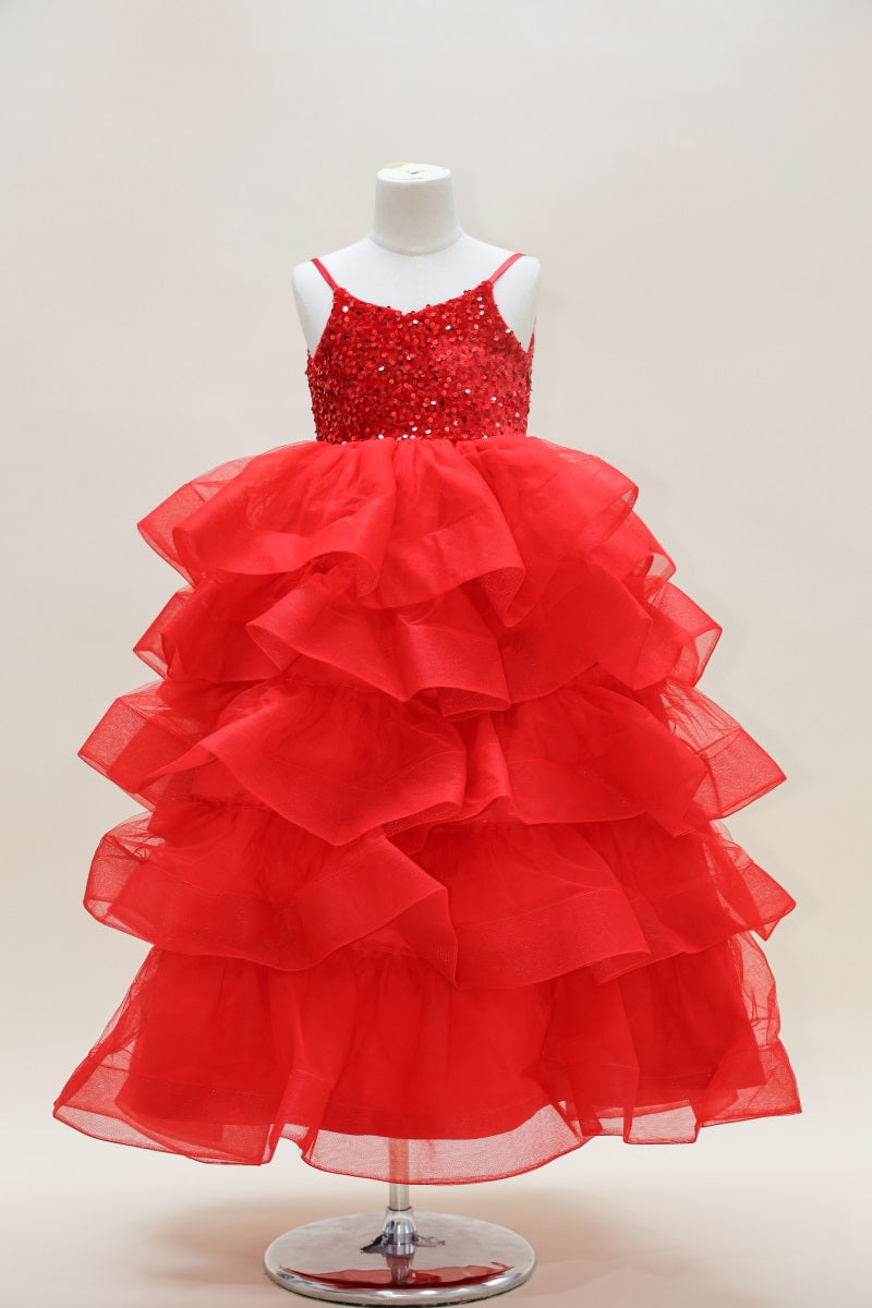 Kate Rotes paillettenbesetztes Tüll-Kinderkleid für Fotografie - Kate Backdrop.de
