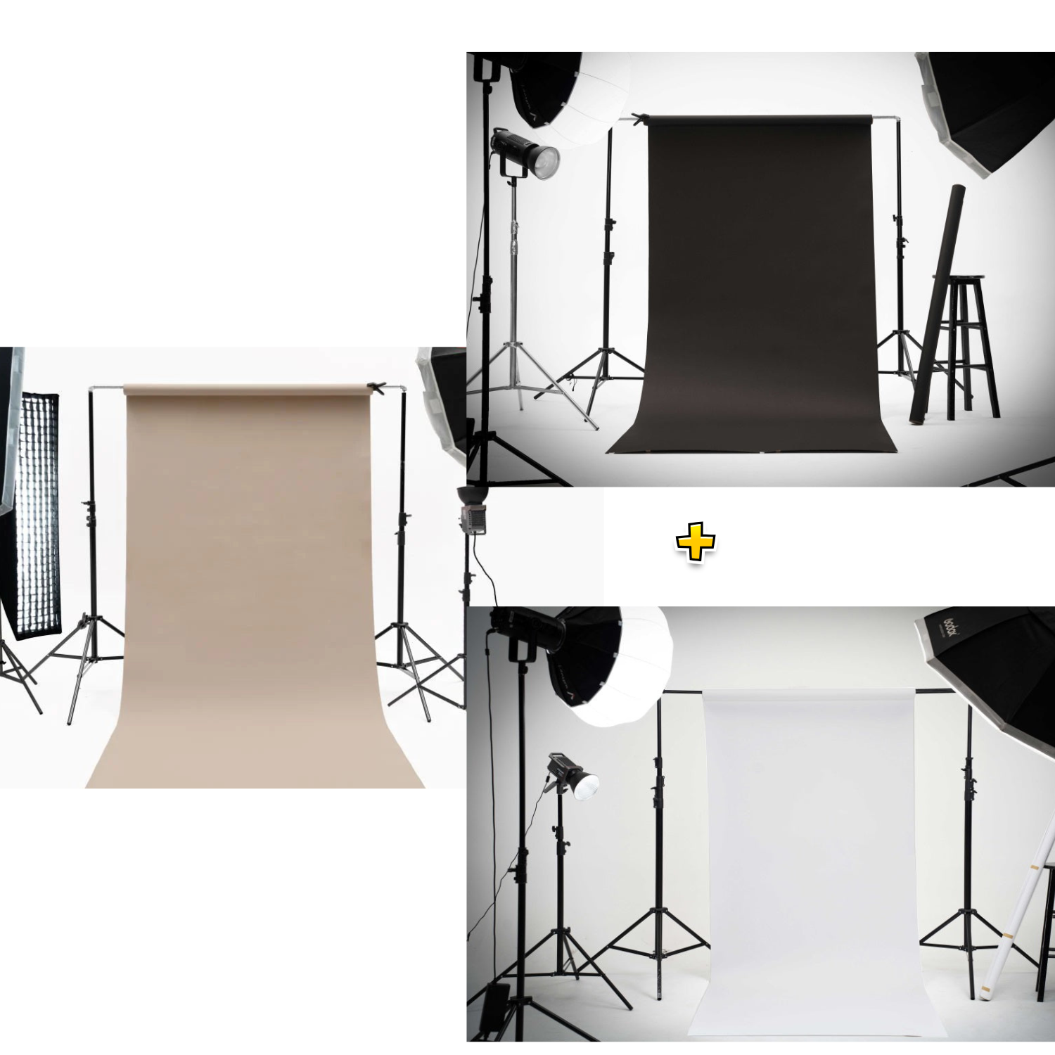 KATE Schwarz&Weiß&Beigebraun Nahtlose Papier-Hintergrund Kombination - Kate Backdrop.de