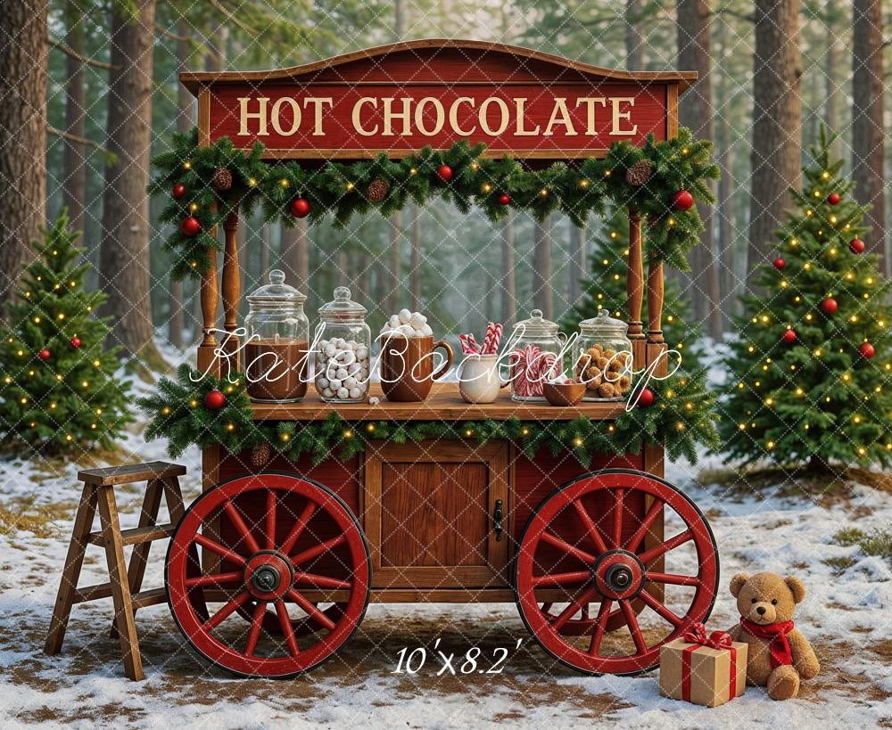 Kate Weihnachten Kakao Stand Wald Hintergrund Entworfen von Ashley Paul - Kate Backdrop.de