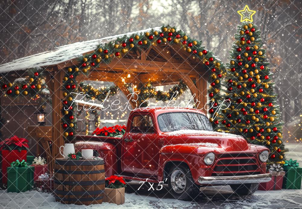 Kate Weihnachten Truck Geschenkpakete Tannenbaum Hintergrund Entworfen von Mini MakeBelieve - Kate Backdrop.de