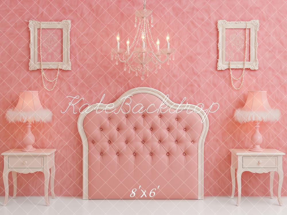 Kate Prinzessin Schlafzimmer Kopfteil Rosa Hintergrund Entworfen von Ashley Paul - Kate Backdrop.de