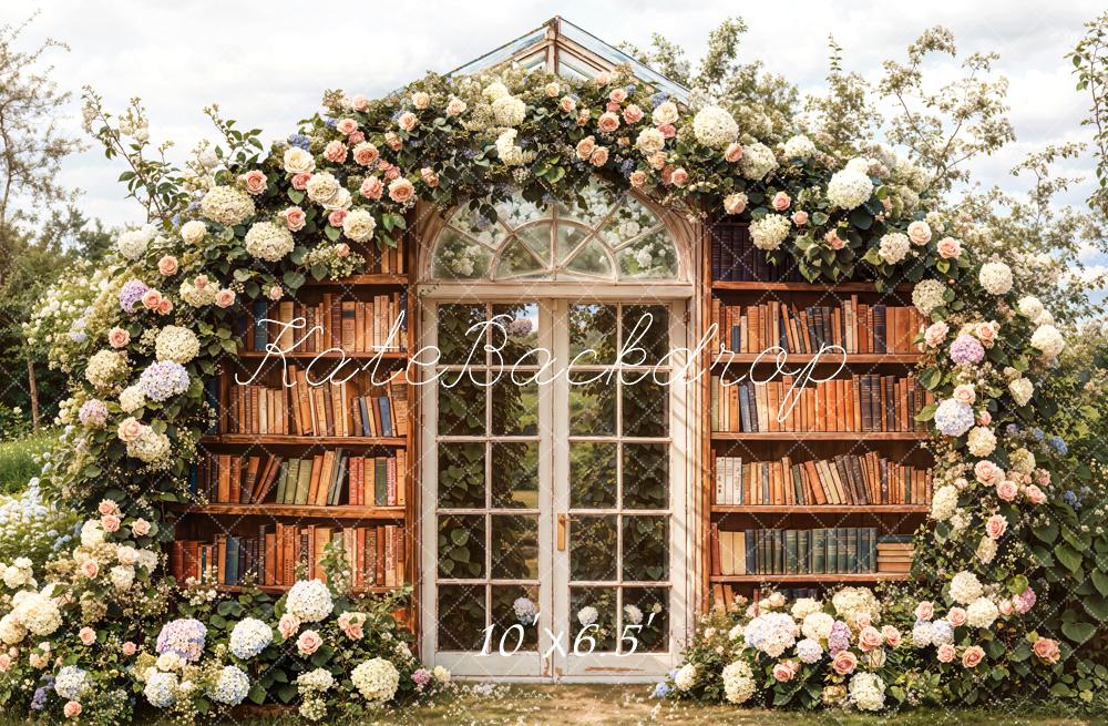 Kate Garten Blumen Bücherregal Romantisch Hintergrund Entworfen von Emetselch - Kate Backdrop.de