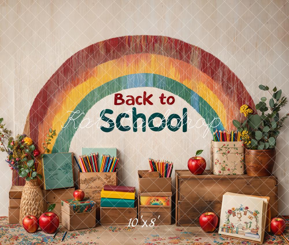 Kate Zurück Zur Schule Regenbogen Buntstifte Vintage Fleece Hintergrund Entworfen von Emetselch