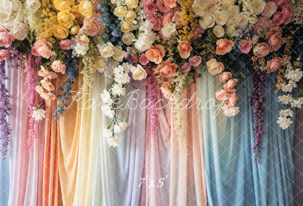 Kate Blumen Vorhang Pastell Romantisch Hintergrund Entworfen von Emetselch - Kate Backdrop.de