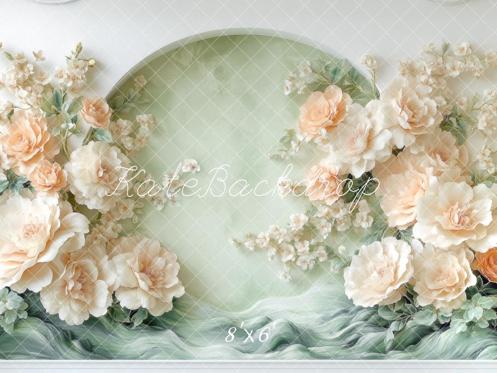 Kate Blumen Bogen Pfirsich Pastell Hintergrund Entworfen von Mini MakeBelieve - Kate Backdrop.de