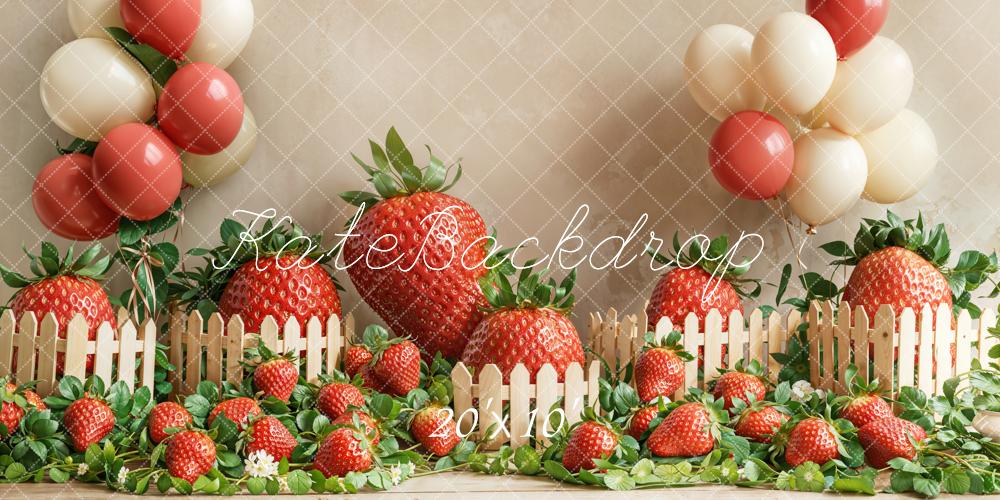 Kate Erdbeeren Ballons Zaun Creme Hintergrund Entworfen von Emetselch