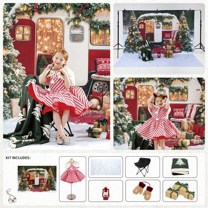 Kate Winter Weihnachten Baum Camper RV Geschenke Foto-Kit - Kate Backdrop.de