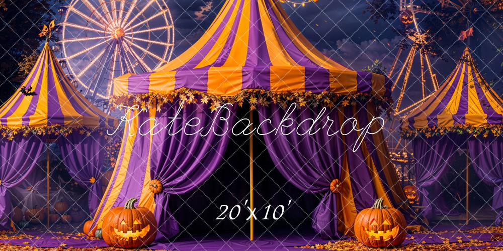Kate Halloween Zirkus Kürbisse Lila Hintergrund Entworfen von Emetselch - Kate Backdrop.de