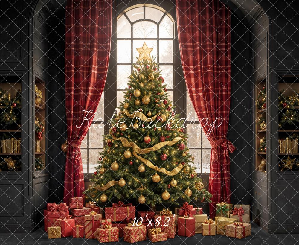 Kate Weihnachten Baum Geschenke Rot Hintergrund Entworfen von Emetselch - Kate Backdrop.de
