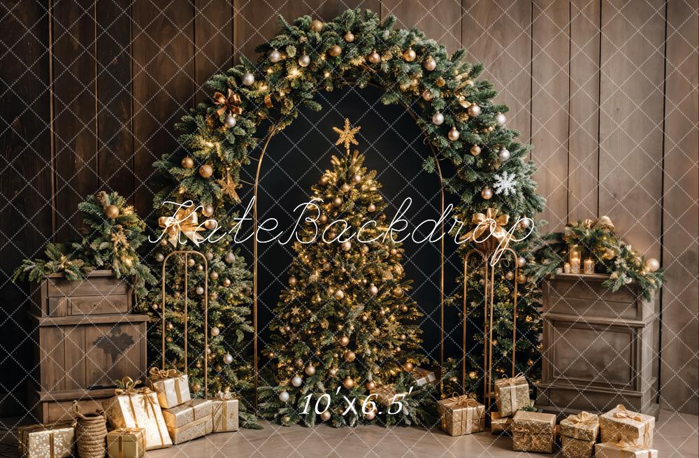 Kate Weihnachten Baum Goldene Geschenke Hintergrund Entworfen von Emetselch