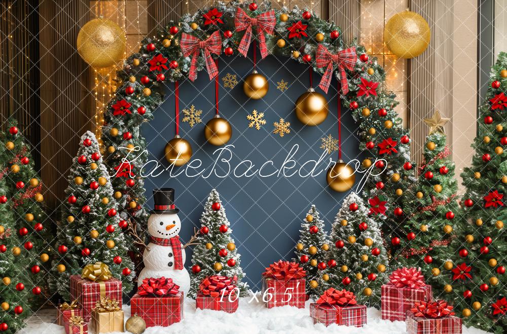 Kate Weihnachten Kranz Tannenbaum Schneemann Hintergrund Entworfen von Mini MakeBelieve - Kate Backdrop.de