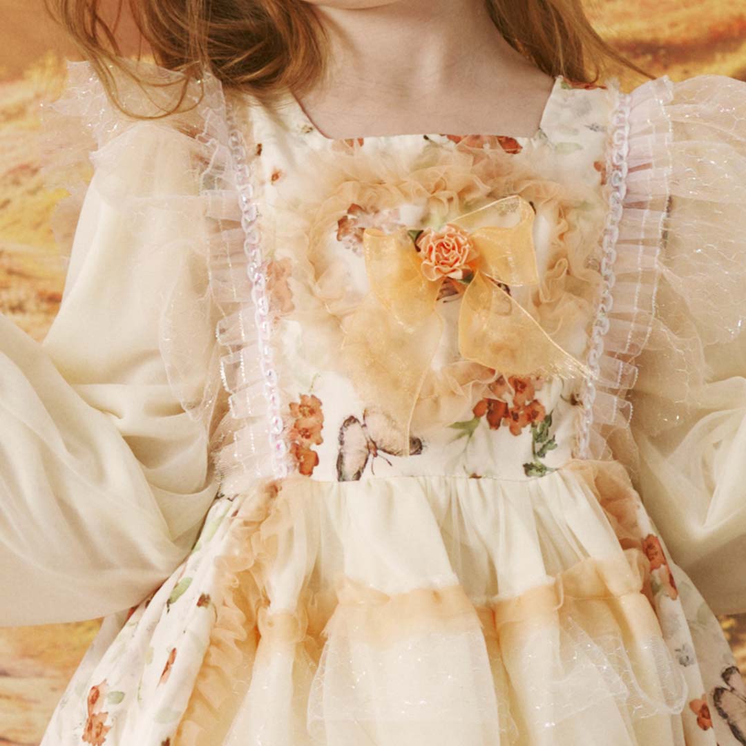 Kate Herbst Halloween Blumen Gelb Weiß Kleid für Fotografie - Kate Backdrop.de