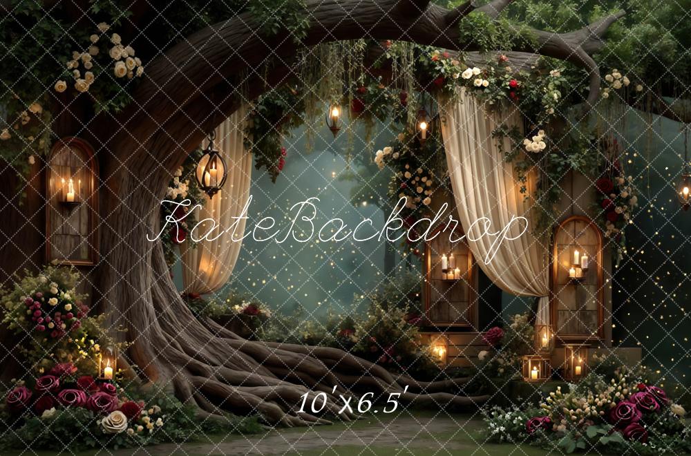 Kate Märchen Baum Lichter Blumen Hintergrund Entworfen von Mini MakeBelieve - Kate Backdrop.de