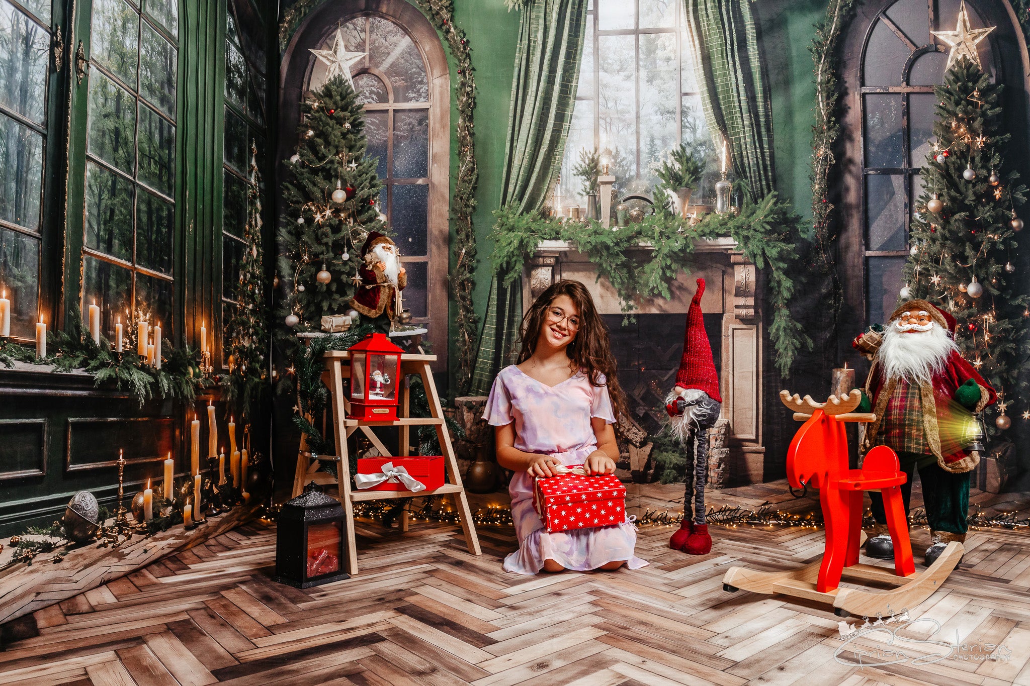 Kate Weihnachtskamin Fenster Grünes Zimmer Set (8ftx8ft&10ftx8ft&8ftx10ft) - Kate Backdrop.de