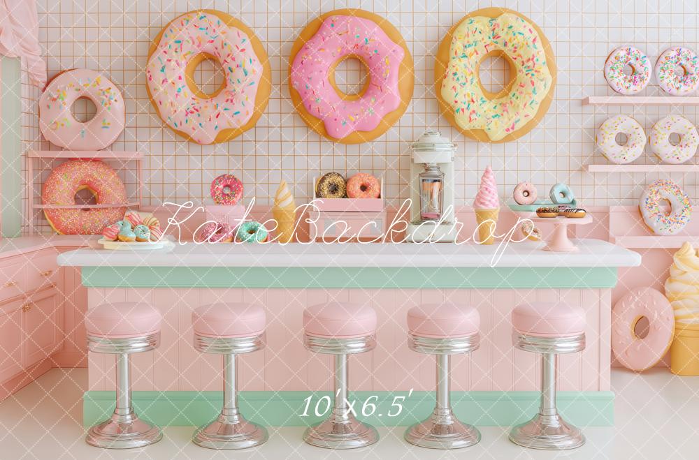 Kate Donut Café Pastell Hintergrund Entworfen von Patty Roberts - Kate Backdrop.de