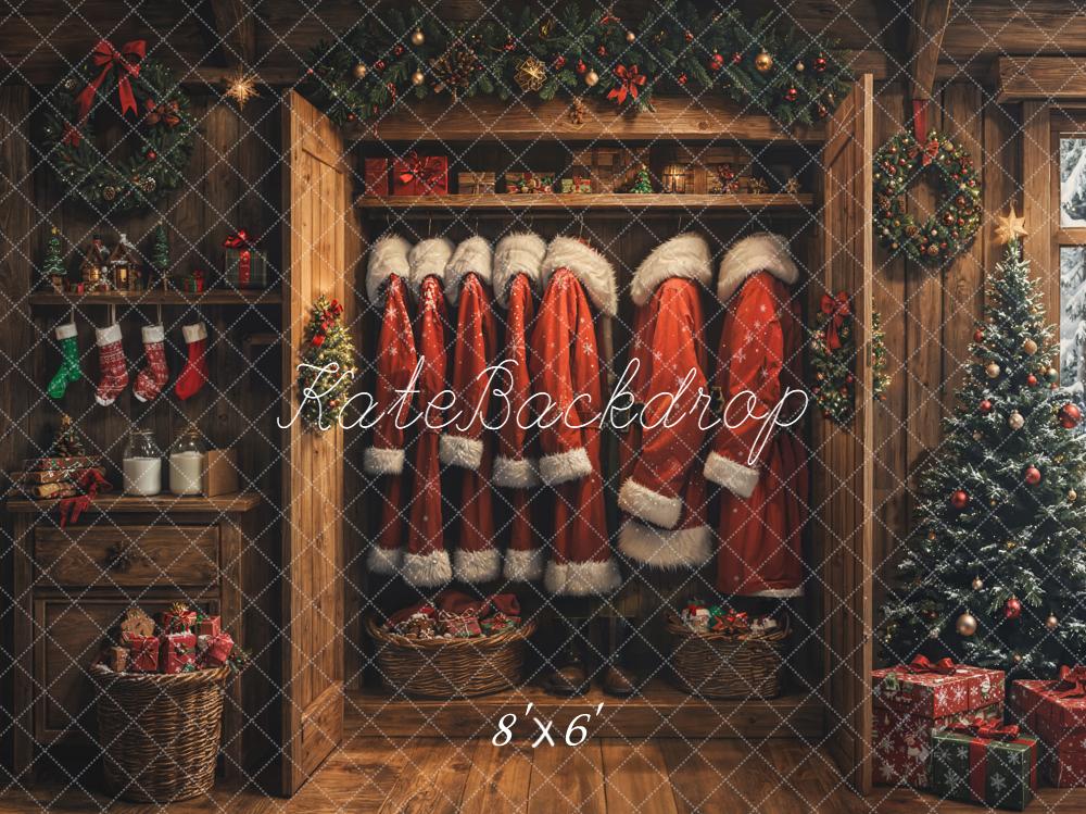 Kate Weihnachten Weihnachtskostüme Schrank Holzhaus Hintergrund Entworfen von Emetselch - Kate Backdrop.de