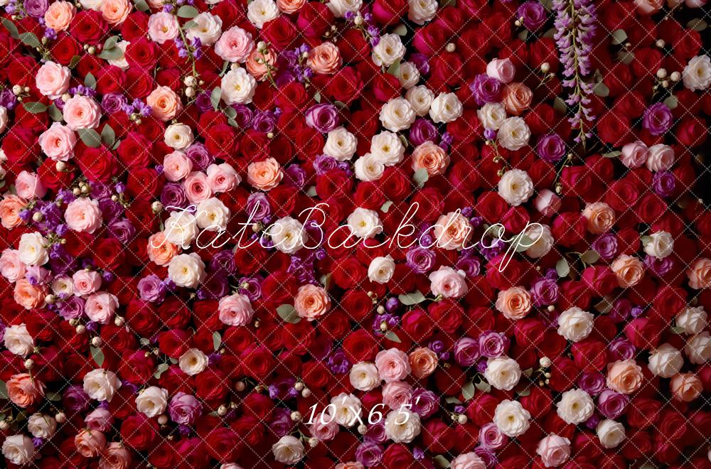 Kate Blume Rosen Wand Rot Hintergrund Entworfen von Mini MakeBelieve - Kate Backdrop.de