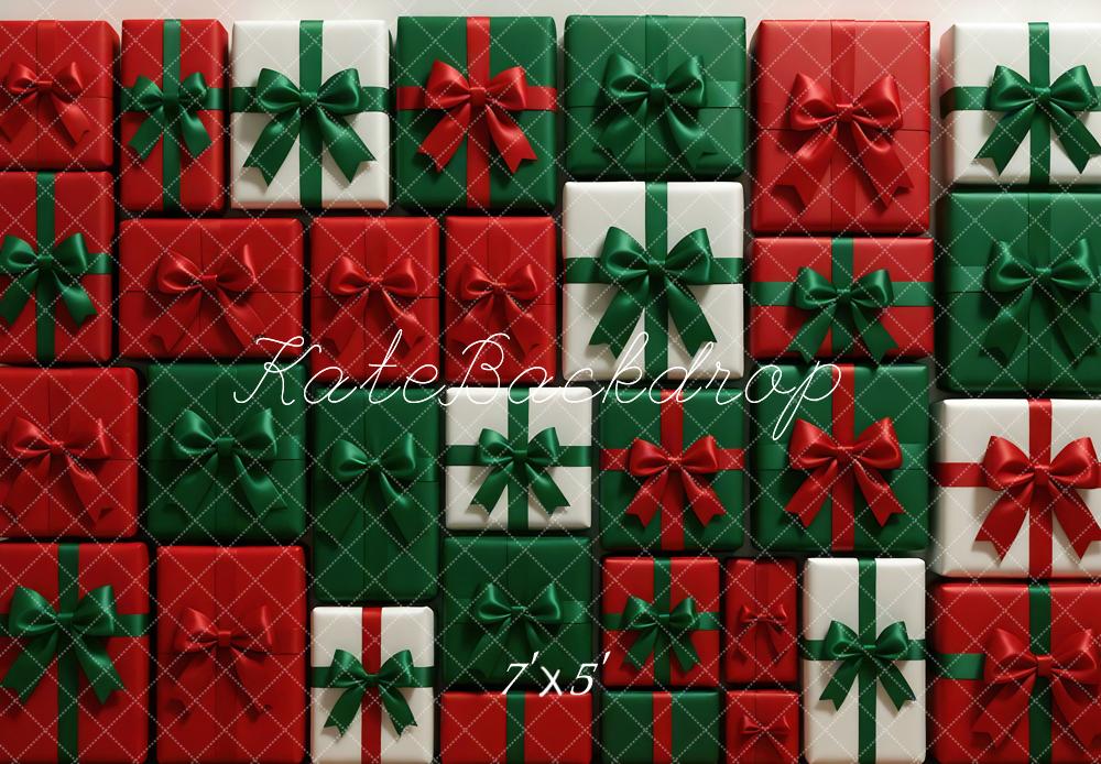 Kate Weihnachten Geschenkboxen Rot Grün Hintergrund Entworfen von Mini MakeBelieve - Kate Backdrop.de