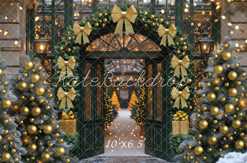 Kate Weihnachten Tor Girlande Gold Hintergrund Entworfen von Mini MakeBelieve - Kate Backdrop.de