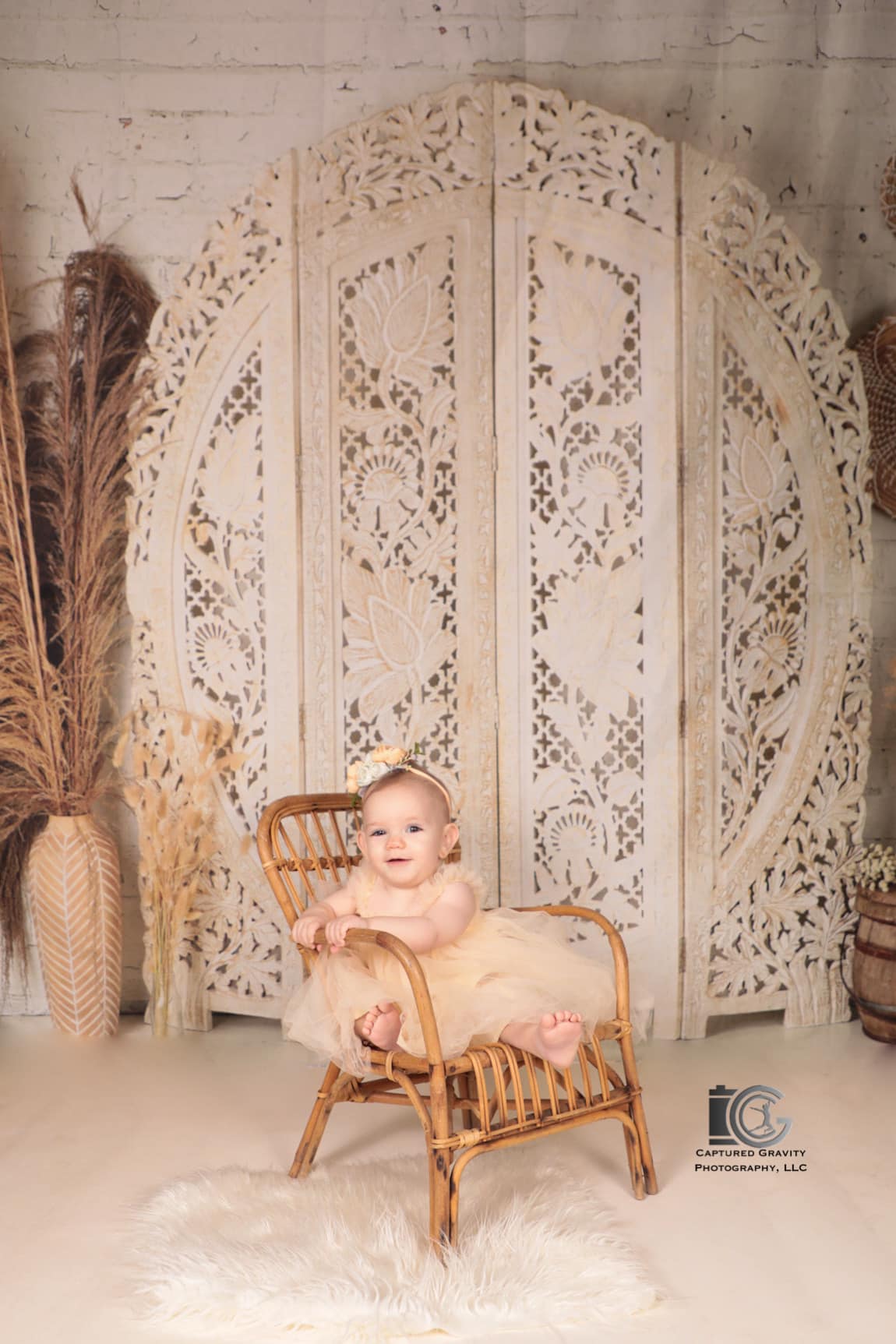 Kate Boho Pampasgras Fleece Hintergrund Entworfen von Mandy Ringe - Kate Backdrop.de
