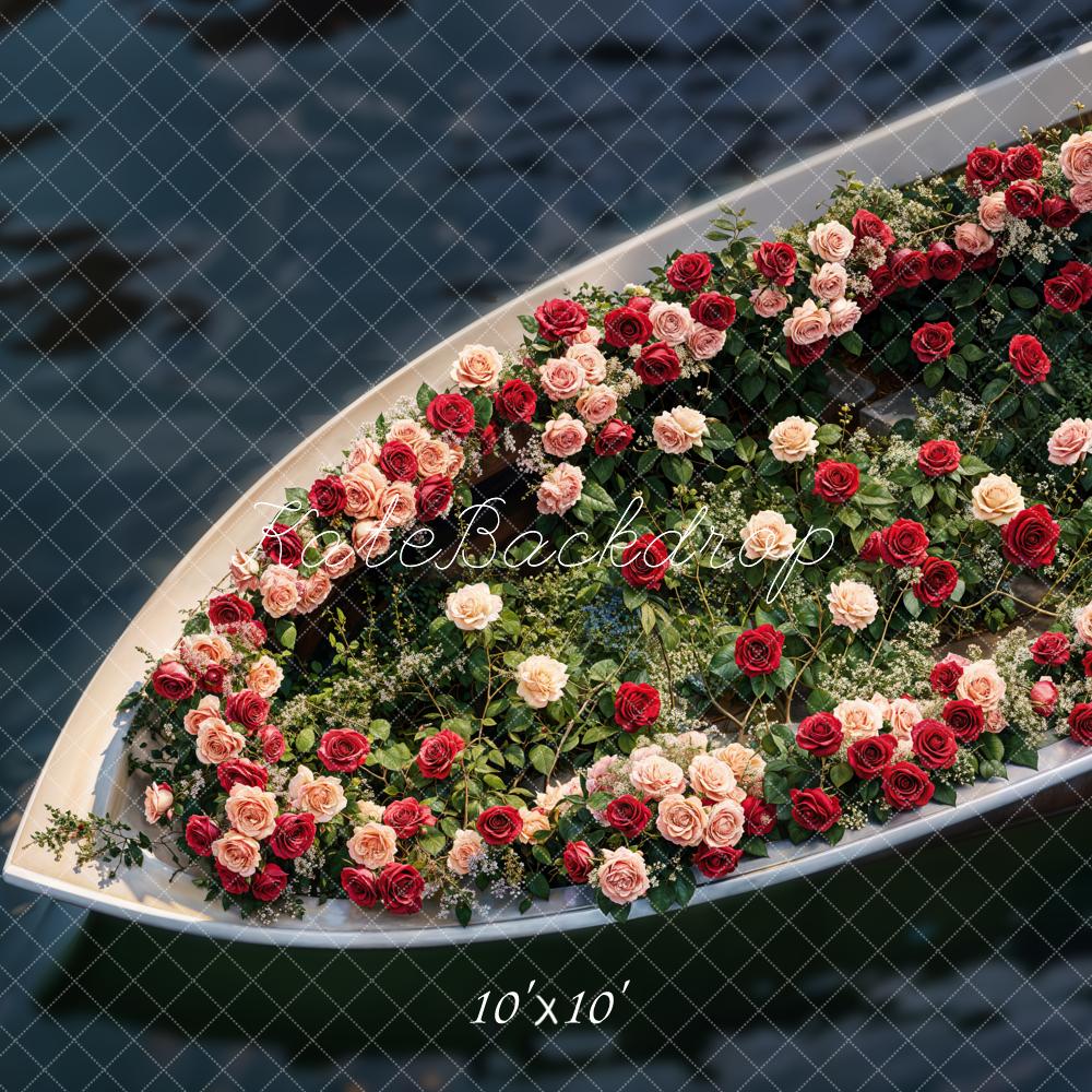 Kate Romantik Boot Rosen Blumen Hintergrund Entworfen von Emetselch - Kate Backdrop.de