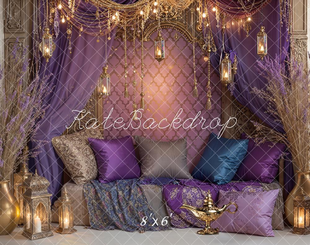 Kate Orientalische Lounge Laternen Lila Fleece Hintergrund Entworfen von Emetselch - Kate Backdrop.de