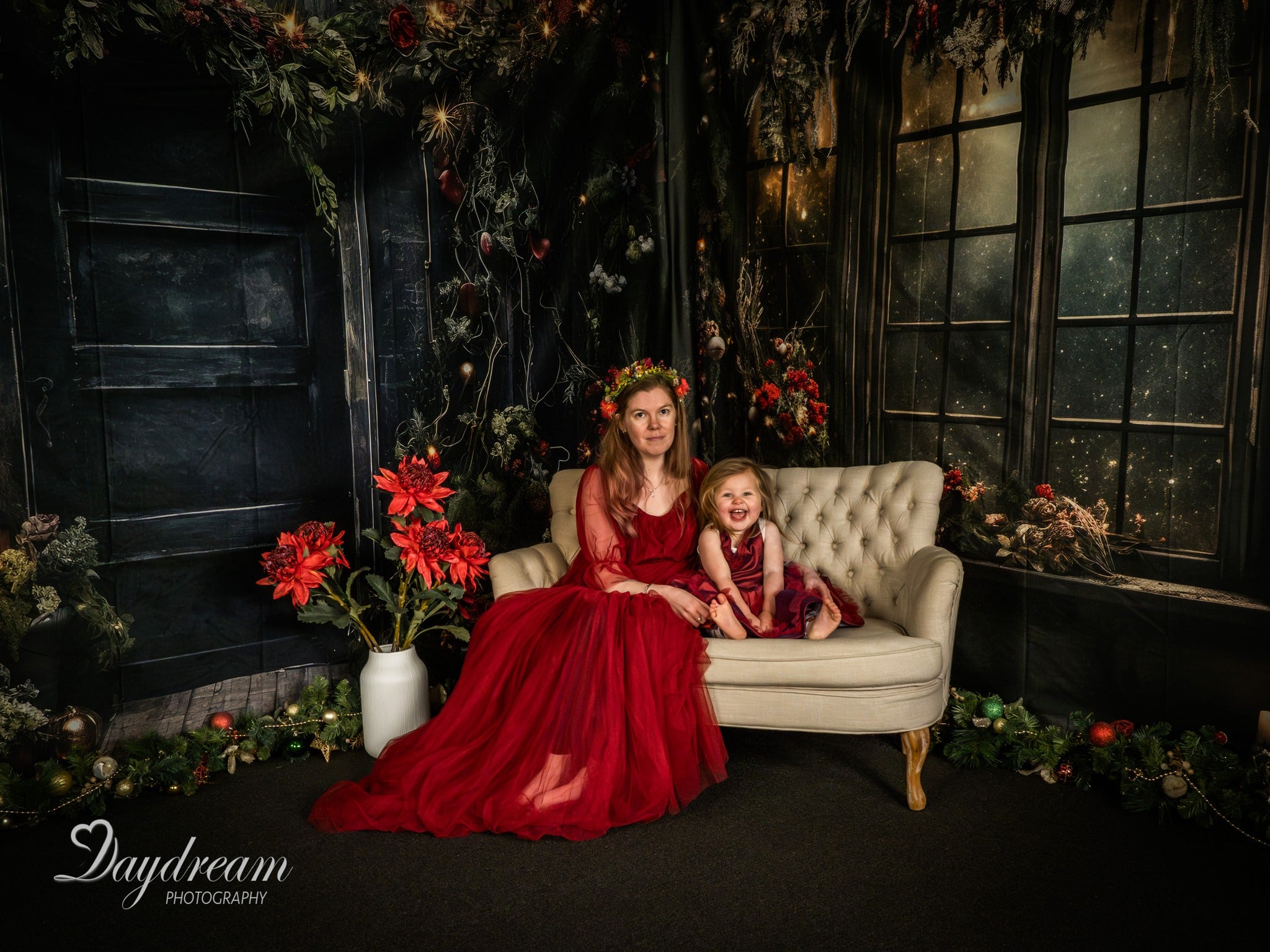 Kate Weihnachten Holly Fenster Tür Schwarz Zimmer Set(8ftx8ft&10ftx8ft&8ftx10ft) - Kate Backdrop.de